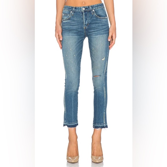 REVOLVE Denim - Revolve Amo Denim High Rise Distressed Babe Jeans In Dive Bar Destroy Wash